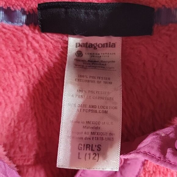Patagonia Fleece Synchilla Snap-T Pullover Pimk Jacket L ( Girl 12 - Picture 2 of 5